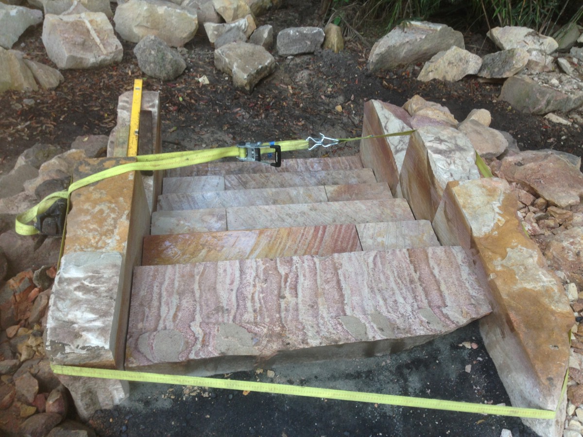 Steps made from excavated sandstone blocks
