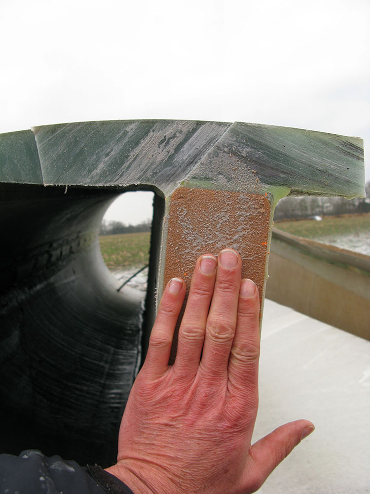 Cut section of wind turbine blade